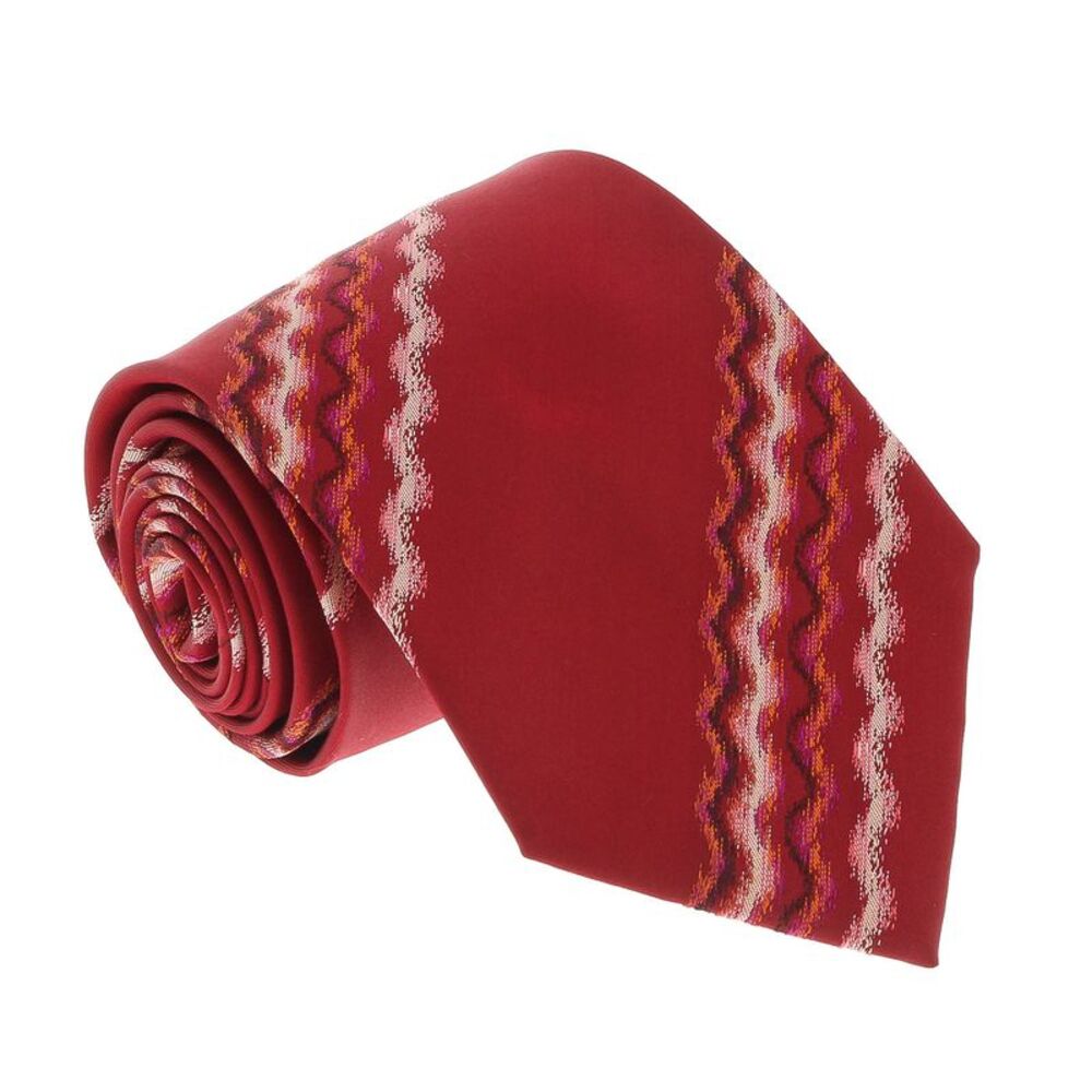 Missoni U3829 Red Sharkskin 100% Silk Ties